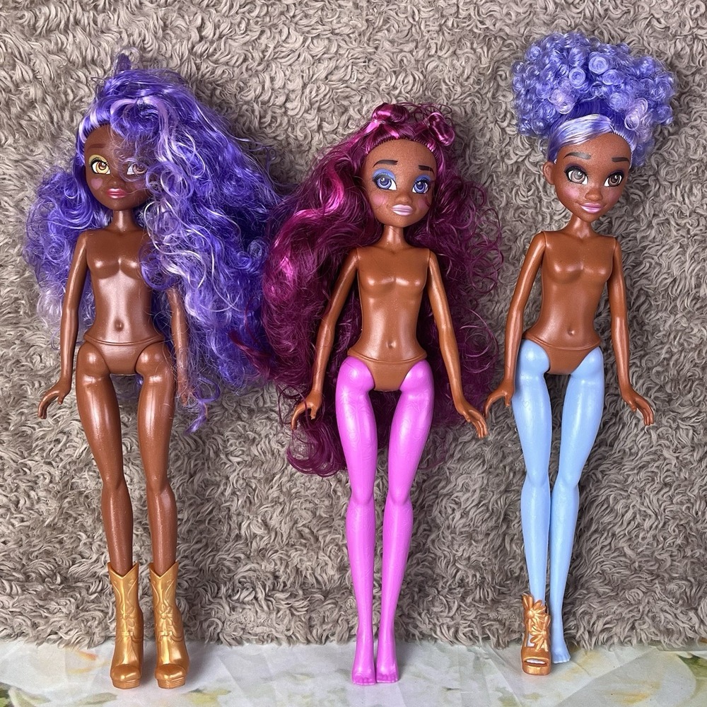 Hairdorables Hairmazing Fashion Dolls Pink Blue Hair Curly 2021 Lot of 3